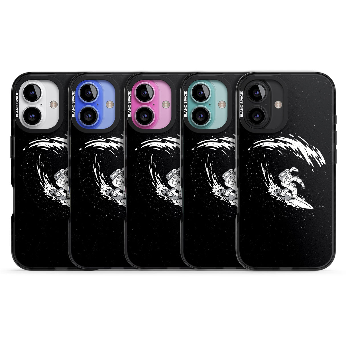 iPhone 16 Pro Max Surfing Astronaut Black Impact Phone Case