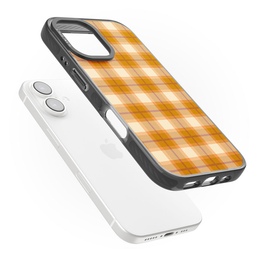 Pumpkin Plaid Black Impact Magsafe Phone Case for iPhone 16, iPhone 16 Plus