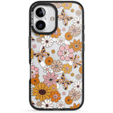 Butterfly & Bloom Autumn Floral Black Impact Magsafe Phone Case for iPhone 16, iPhone 16 Plus