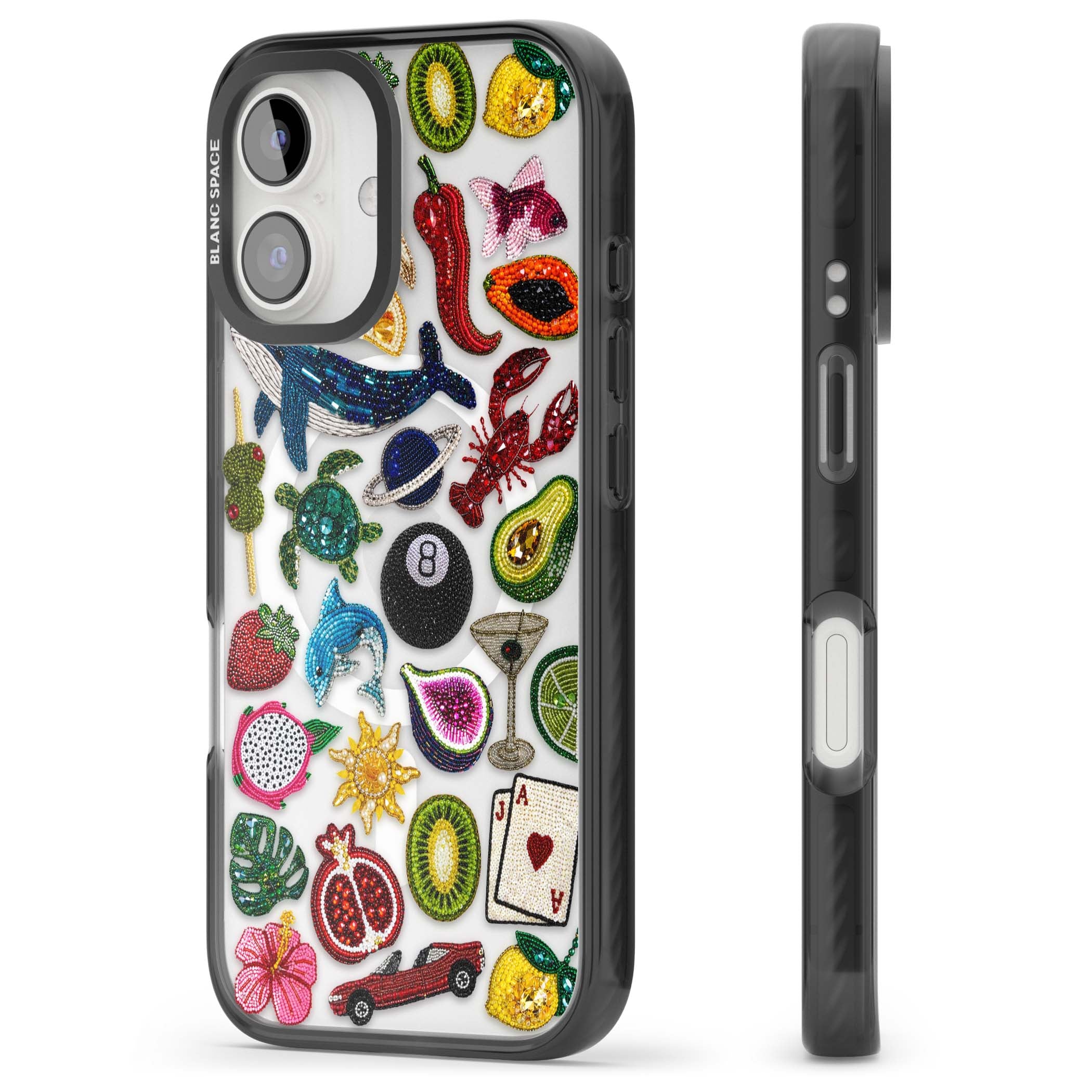 Beaded Mix cute iPhone case | Black Impact Magsafe case for iPhone 16, iPhone 16 Plus