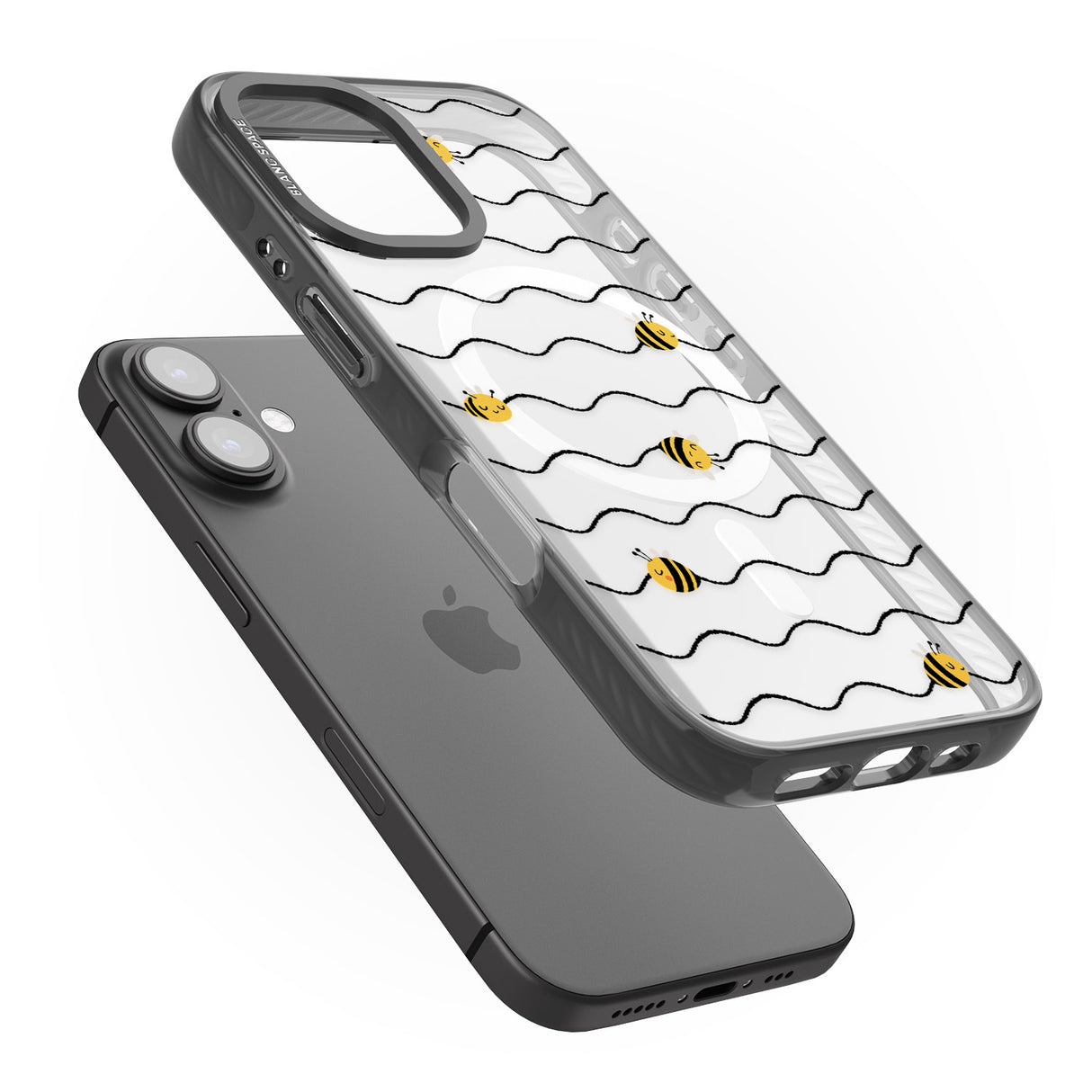 iPhone 16 Pro Max Sweet as Honey Patterns: Bees & Stripes (Clear) Black Impact Phone Case