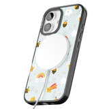 iPhone 16 Pro Max Sweet As Honey Patterns: Bees & Rainbows Black Impact Phone Case