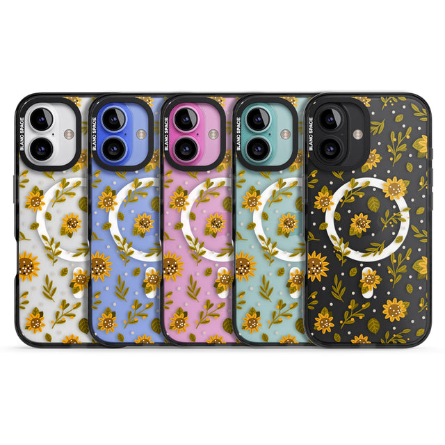 iPhone 16 Pro Max Sweet as Honey Patterns: Sunflowers (Clear) Black Impact Phone Case