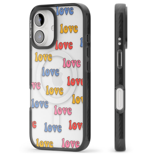 iPhone 16 Love Pattern Clear Impact Phone Case