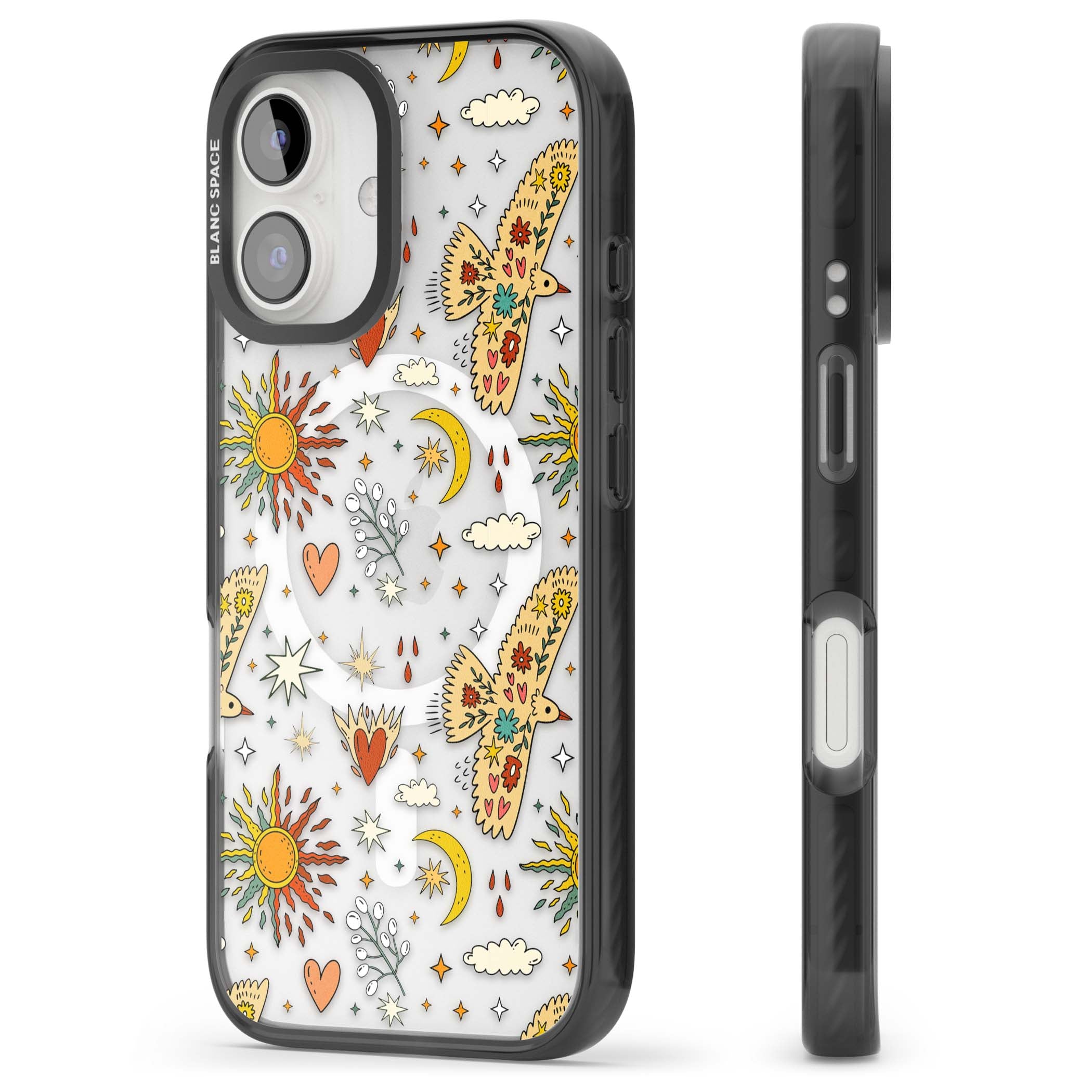 Elevate Your Phone'S Style With This Boho Celestial Sun & Eye Phone Case, Featuring A Mystical Blend Of Suns, All-Seeing Eyes, Butterflies, Stars, And