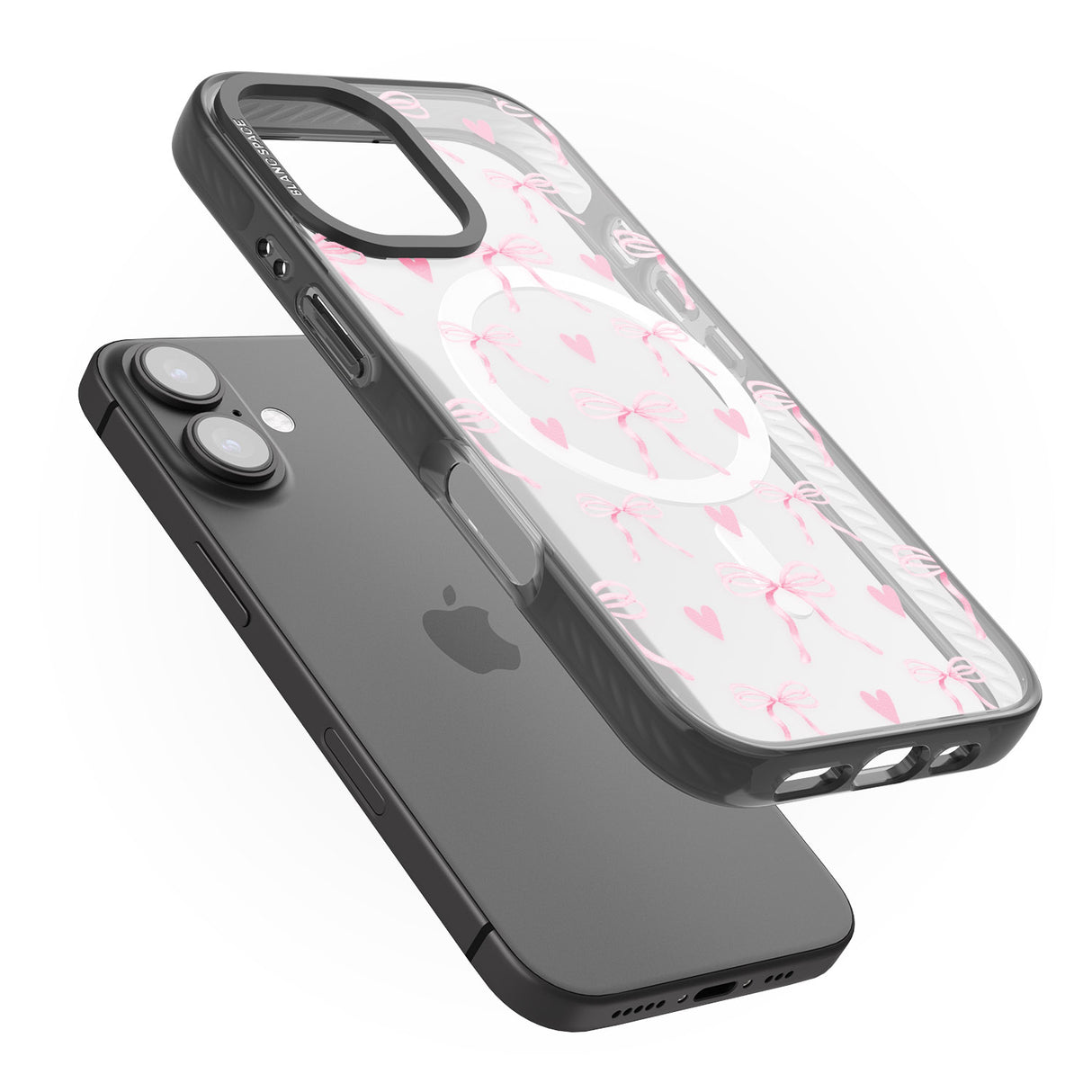 iPhone 16 Pink Bows & Hearts Clear Impact Phone Case