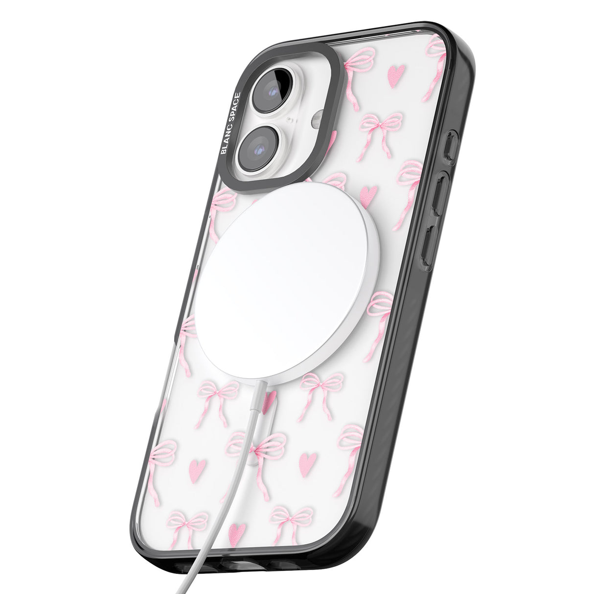 iPhone 16 Pink Bows & Hearts Clear Impact Phone Case