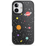 iPhone 16 Pro Max Cute Cartoon Planets Black Impact Phone Case