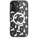 iPhone 16 Pro Max White Bunnies and Carrots Black Impact Phone Case