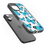 iPhone 16 Pro Max Blue Butterflies Black Impact Phone Case