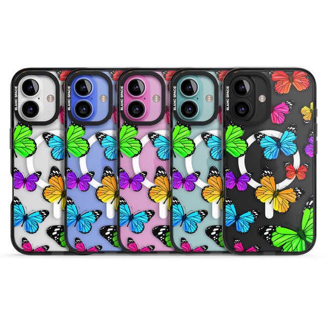 iPhone 16 Pro Max Vibrant Butterflies Black Impact Phone Case