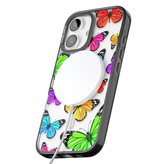 iPhone 16 Pro Max Vibrant Butterflies Black Impact Phone Case