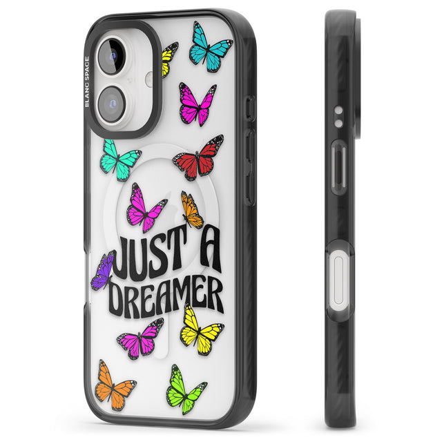 iPhone 16 Pro Max Just a Dreamer Butterfly Black Impact Phone Case