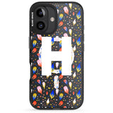 iPhone 16 Pro Max Personalised White Monogram Floral Black Impact Phone Case