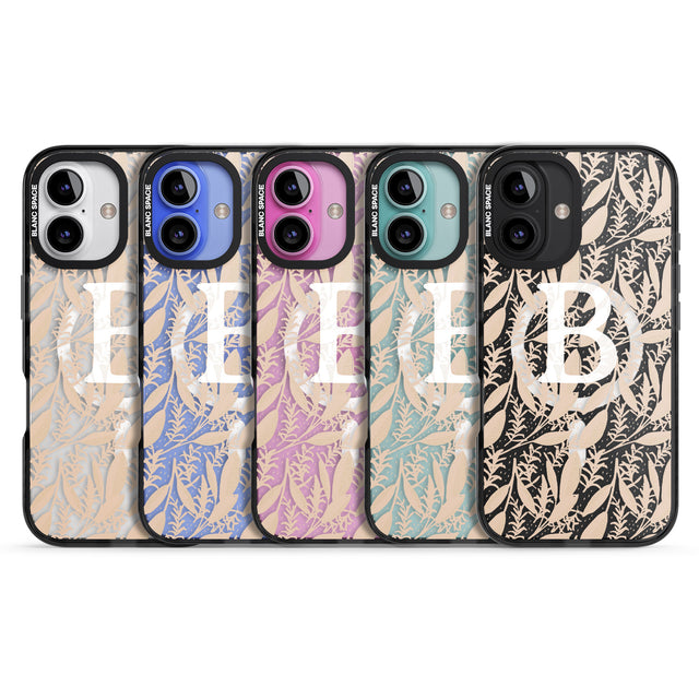 iPhone 16 Pro Max Personalised Subtle Monogram Abstract Floral Black Impact Phone Case