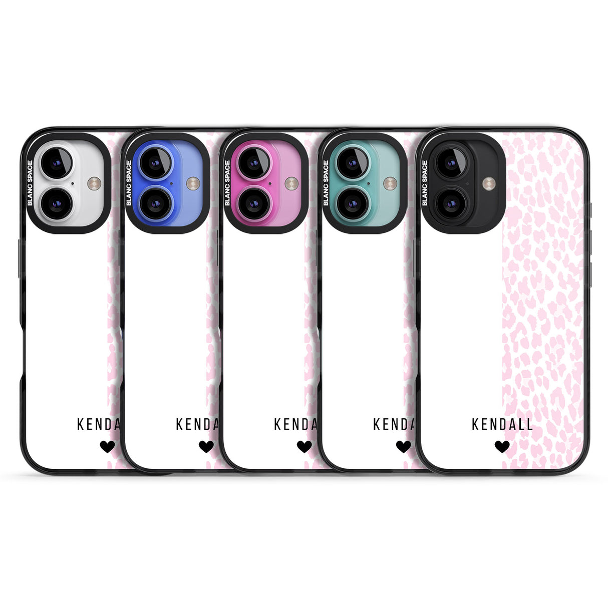 iPhone 16 Pro Max Personalised Pink & White Leopard Spots Black Impact Phone Case