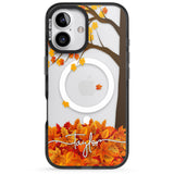 iPhone 16 Pro Max Personalised Autumn Leaves Black Impact Phone Case