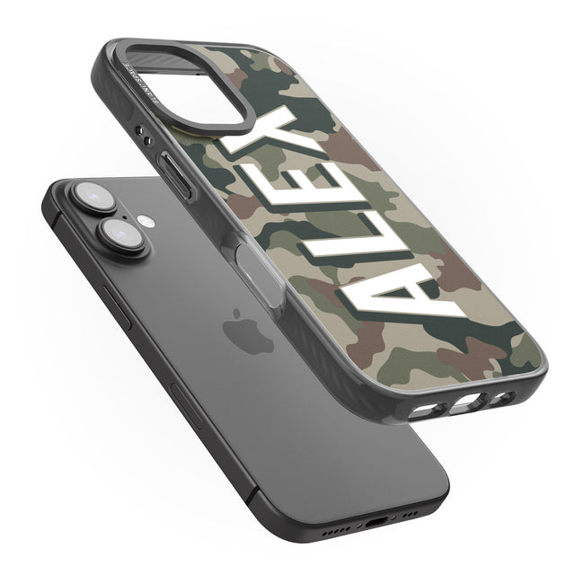 iPhone 16 Pro Max Personalised Classic Green Camo Black Impact Phone Case