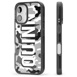 iPhone 16 Pro Max Personalised Greyscale Camo Black Impact Phone Case