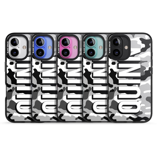 iPhone 16 Pro Max Personalised Greyscale Camo Black Impact Phone Case