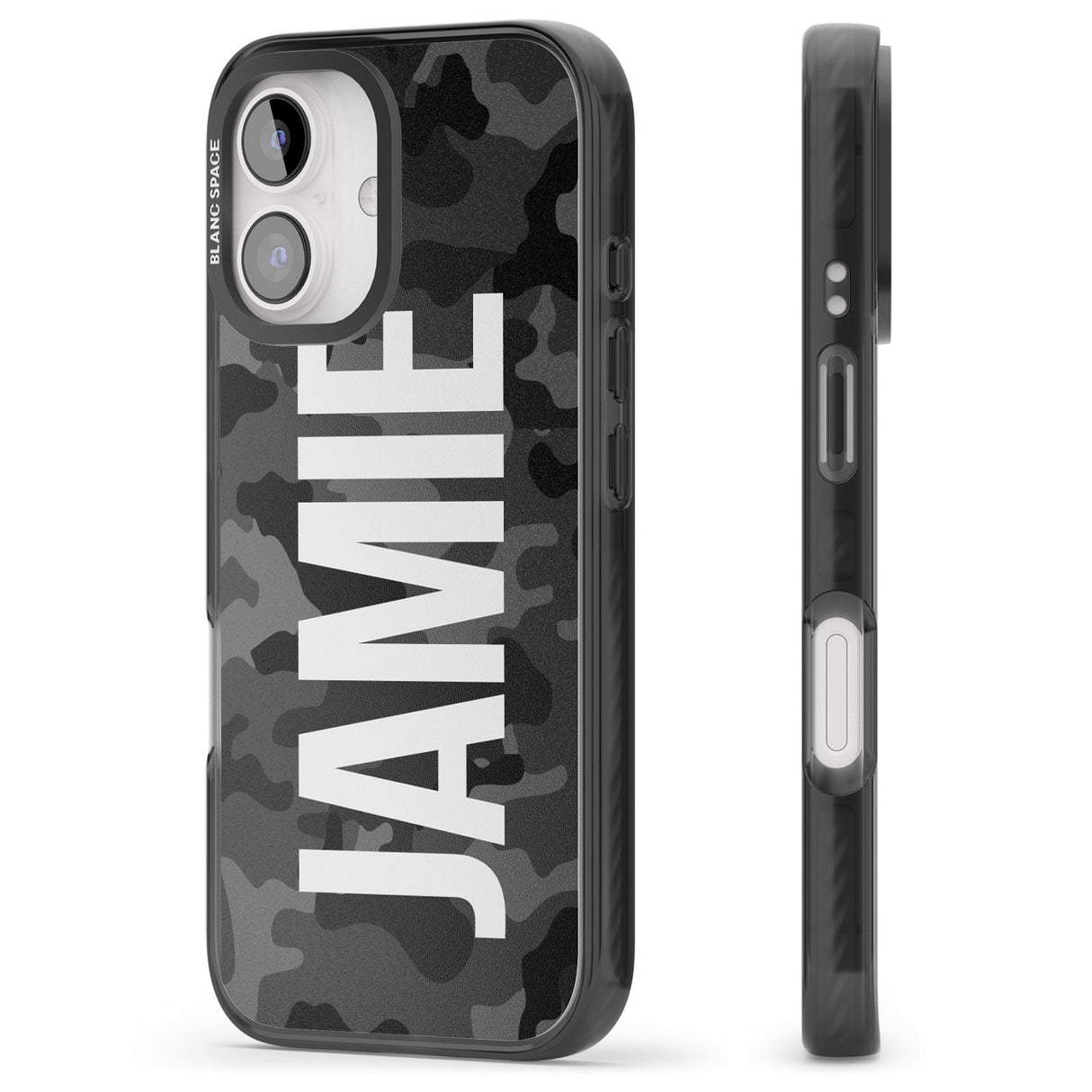 iPhone 16 Pro Max Personalised Vertical Name Black Camouflage Black Impact Phone Case