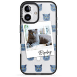 iPhone 16 Pro Max Personalised English Blue Cat Photo Black Impact Phone Case