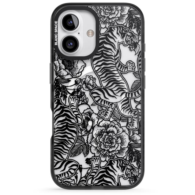 iPhone 16 Pro Max Personalised Chinese Tiger Pattern Black Impact Phone Case