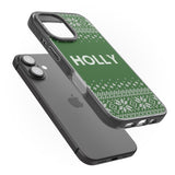 iPhone 16 Pro Max Personalised Green Christmas Knitted Jumper Black Impact Phone Case