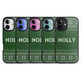 iPhone 16 Pro Max Personalised Green Christmas Knitted Jumper Black Impact Phone Case