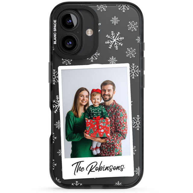 Personalised Snowflake Photo Black Impact Magsafe Phone Case for iPhone 16, iPhone 16 Plus