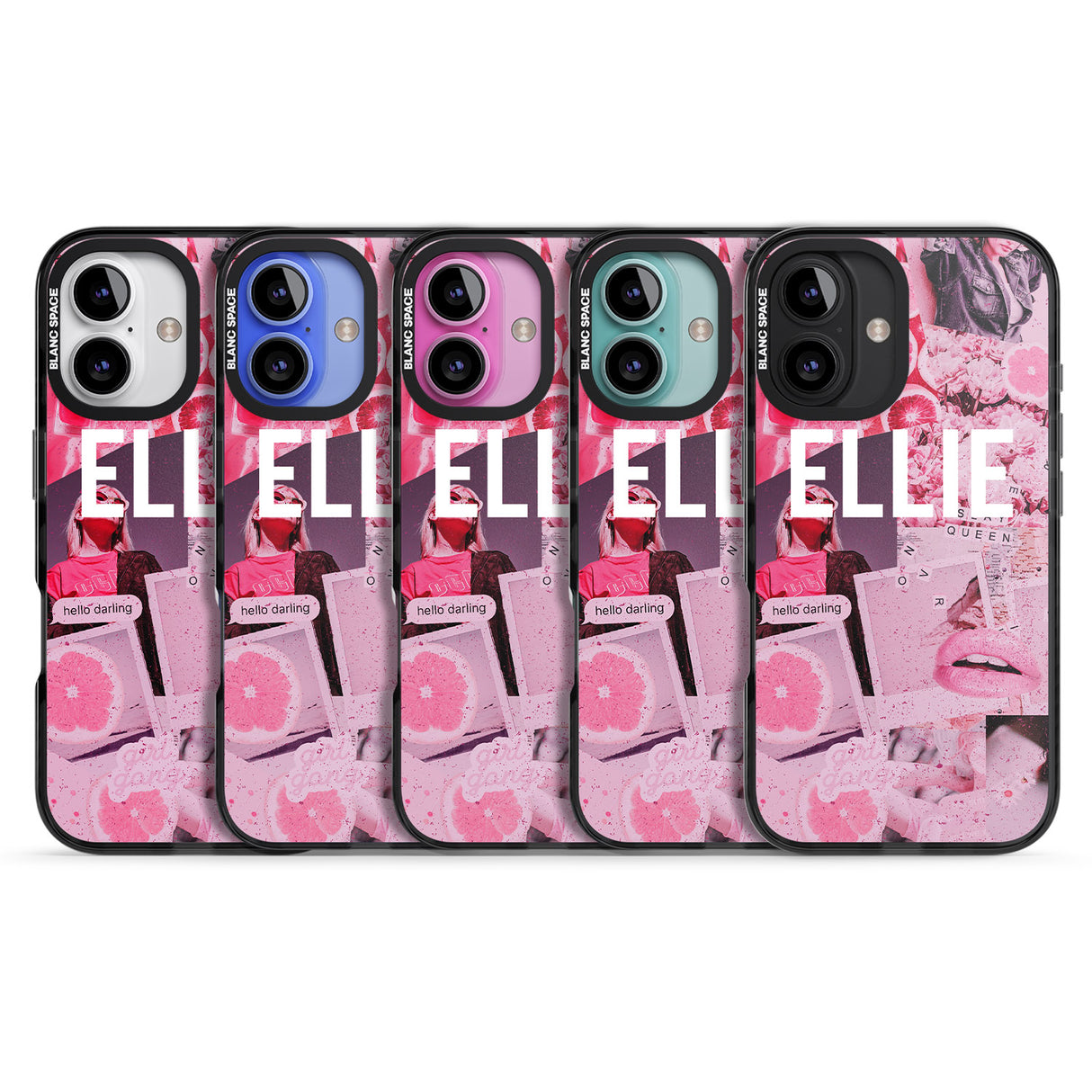 iPhone 16 Pro Max Personalised Sweet Pink Fashion Collage Black Impact Phone Case