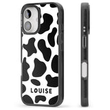 iPhone 16 Pro Max Personalised Cow Print Black Impact Phone Case