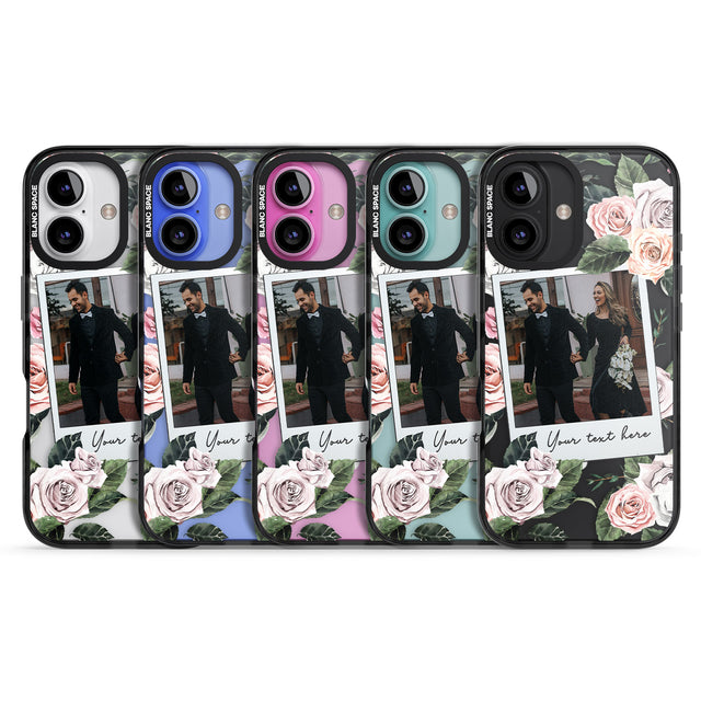 iPhone 16 Pro Max Personalised Floral Instant Film Photo Black Impact Phone Case