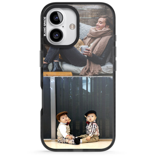 iPhone 16 Pro Max Personalised 2 Photo Grid Black Impact Phone Case