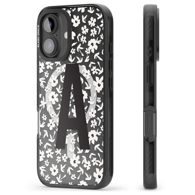 iPhone 16 Pro Max Personalised Floral Pattern Personalised Black Impact Phone Case