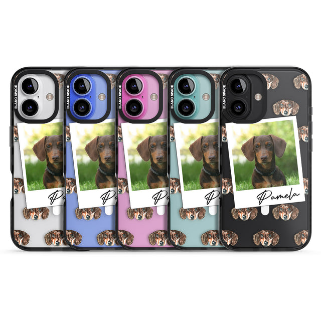 iPhone 16 Pro Max Personalised Dachshund, Brown - Dog Photo Black Impact Phone Case