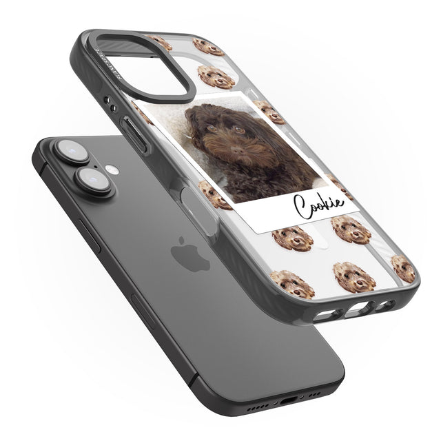 iPhone 16 Pro Max Personalised Cockapoo, Brown - Dog Photo Black Impact Phone Case