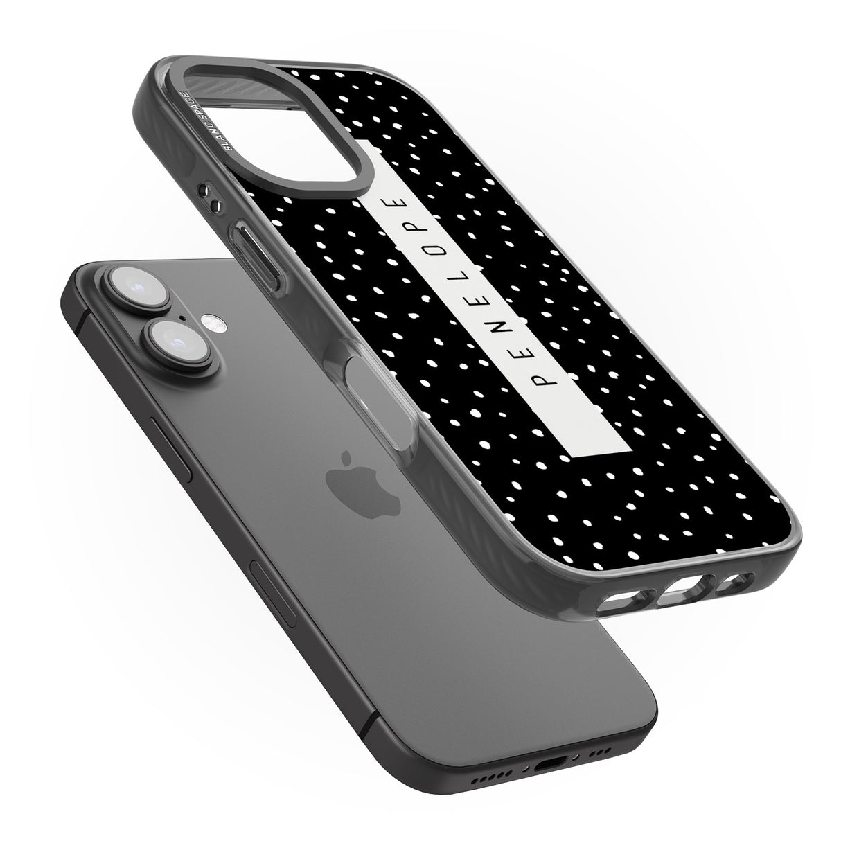 iPhone 16 Pro Max Personalised Black Dots Black Impact Phone Case