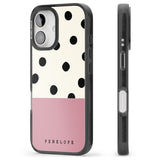 iPhone 16 Pro Max Personalised Pink Border Polka Dot Black Impact Phone Case