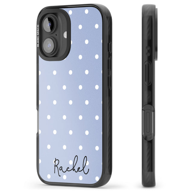 iPhone 16 Pro Max Personalised Simple Light Blue Dots Black Impact Phone Case