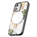 iPhone 16 Pro Max Personalised Clear Vintage Floral Cream Anemones Black Impact Phone Case