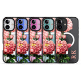 iPhone 16 Pro Max Personalised Clear Vintage Floral Pink Peonies Black Impact Phone Case