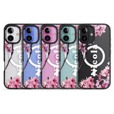 iPhone 16 Pro Max Personalised Cherry Blossoms with Text Black Impact Phone Case