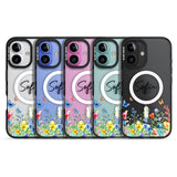 Personalised Buterflies & Wildflowers Black Impact Magsafe Phone Case for iPhone 16, iPhone 16 Plus