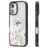 Personalised Lavender Wildflowers Black Impact Magsafe Phone Case for iPhone 16, iPhone 16 Plus