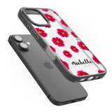 iPhone 16 Pro Max Personalised Red Peonies & Cursive Black Impact Phone Case