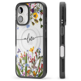 iPhone 16 Pro Max Personalised Wildflower Floral Black Impact Phone Case