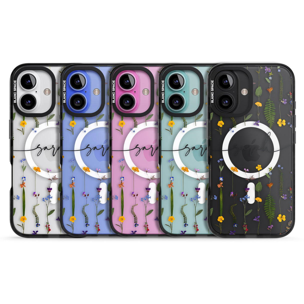 iPhone 16 Pro Max Personalised Wildflower Floral Black Impact Phone Case