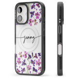 iPhone 16 Pro Max Personalised Purple Violets Black Impact Phone Case