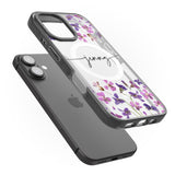 iPhone 16 Pro Max Personalised Purple Violets Black Impact Phone Case